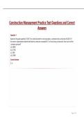 Construction Management Practice Test Questions and Correct Answers