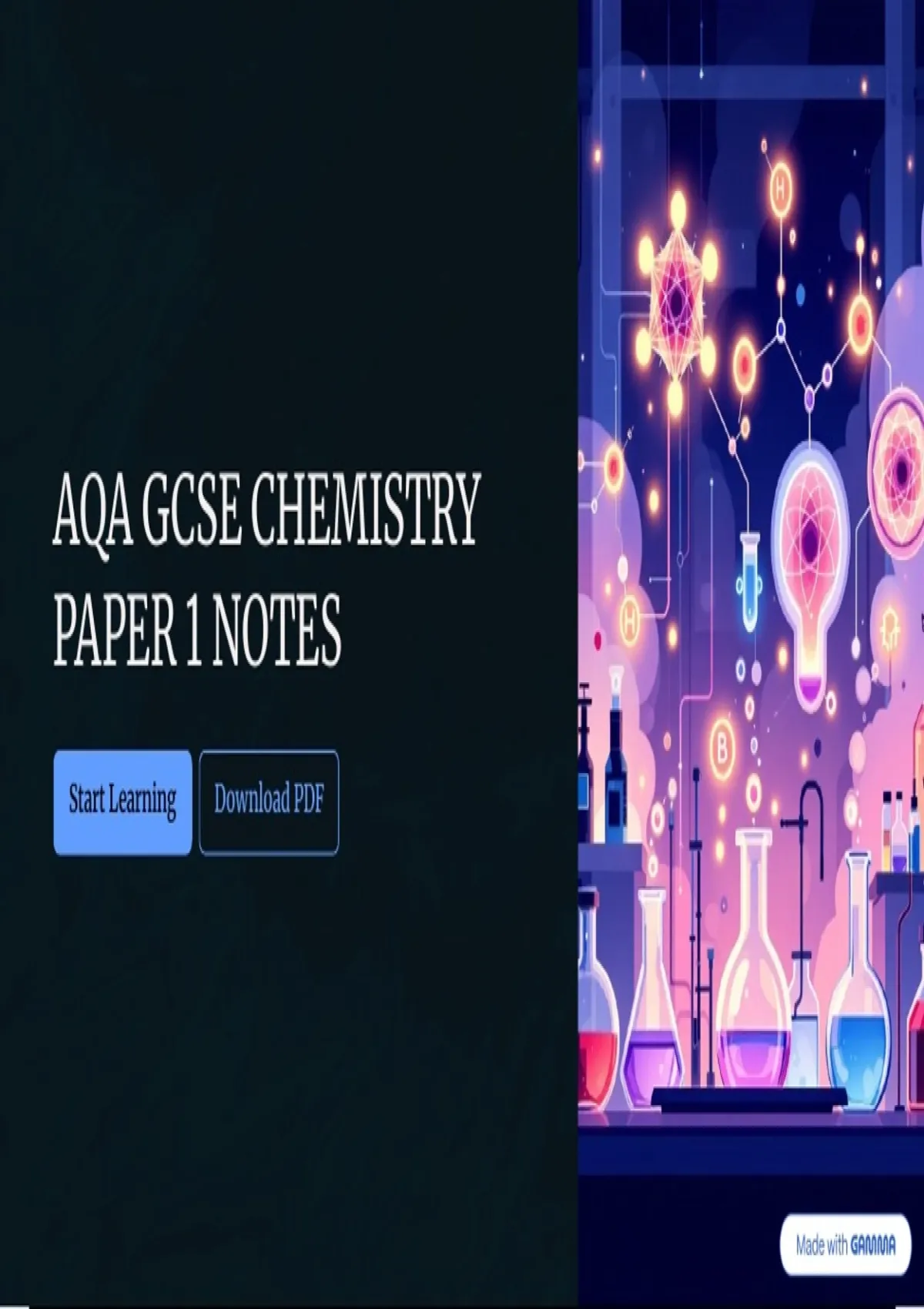 Summary EXAM-FOCUSED GCSE AQA REVISION NOTES (CHEMISTRY PAPER 1 ...
