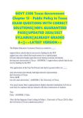 GOVT 2306 Texas Government Chapter 13 - Public Policy in Texas EXAM QUESTIONS WITH CORRECT SOLUTIONS&vert;&vert;100&percnt; GUARANTEED PASS&vert;&vert;UPDATED 2026&sol;2027 SYLLABUS&vert;&vert;ALREADY GRADED A&plus;&vert;&vert;<<LATEST VERSION>>