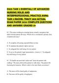 D025 TASK 2 ESSENTIALS OF ADVANCED NURSING ROLES AND INTERPROFESSIONAL PRACTICE AWM2 TASK 2 RACHEL TRACY 2021 ACTUAL EXAM PAPER 2026 COMPLETE QUESTIONS AND ANSWERS GRADED A&plus;
