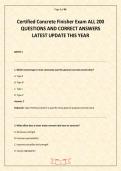 Certified Concrete Finisher Exam ALL 200 QUESTIONS AND CORRECT ANSWERS LATEST UPDATE THIS YEAR&period;pdf