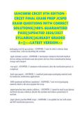 IAHCSMM CRCST 8TH EDITION - CRCST FINAL EXAM PREP JCSPD EXAM QUESTIONS WITH CORRECT SOLUTIONS&vert;&vert;100&percnt; GUARANTEED PASS&vert;&vert;UPDATED 2026&sol;2027 SYLLABUS&vert;&vert;ALREADY GRADED A&plus;&vert;&vert;<<LATEST VERSION>>