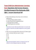 Texas Child Care Administrator Licensing Exam Questions And Correct Answers &lpar;Verified Answers&rpar; Plus Rationales 2026 