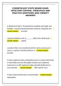 Cosmetology State Board Exam&semi; Infection Control&semi; Principles and Practice questions and correct answers&period;docx