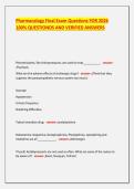 Pharmacology Final Exam Questions FOR 2026 100&percnt; QUESTIONDS AND VERIFIED ANSWERS