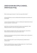 CRCR EXAM  Exam Prep Questions and Answers-MULTIPLE CHOICE