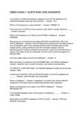 DBMS EXAM 1 QUESTIONS AND ANSWERS