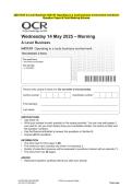 2025 OCR A Level Business H431&sol;01 Operating in a local business environment Comprehensive Question Paper & Final Marking Scheme