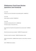 Phlebotomy Final Exam Review Questions and Answers