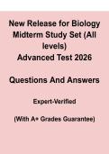 Biology 2026 Midterm Study Set &ndash; Practice Questions & Answers &lpar;All Levels&rpar;