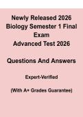 Newly Released 2026 Biology Semester 1 Final Exam&period;pdf