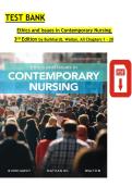 TEST BANK Ethics and Issues in Contemporary Nursing 3rd Edition by Margaret A&period; Burkhardt&comma; Nancy Walton &vert;&vert; All Chapters &lpar;1 - 20&rpar; - Updated Version 2026 A&plus;