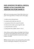 DAVIS ADVANTAGE FOR MEDICAL-SURGICAL NURSING ACTUAL EXAM PAPER 2026 QUESTIONS SOLUTIONS GRADED A&plus;