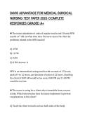 DAVIS ADVANTAGE FOR MEDICAL-SURGICAL NURSING TEST PAPER 2026 COMPLETE RESPONSES GRADED A&plus;