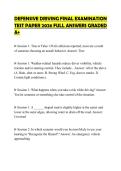DEFENSIVE DRIVING FINAL EXAMINATION TEST PAPER 2026 FULL ANSWERS GRADED A&plus;
