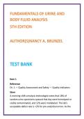 Fundamentals of Urine & Body Fluid Analysis Test Bank &vert; Brunzel 5th Edition &vert; Urinalysis MCQs &vert; MLS & Nursing Test Bank 2026