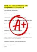 PSYC 421 - Quiz 1 Questions with complete solution 2025&sol;2026