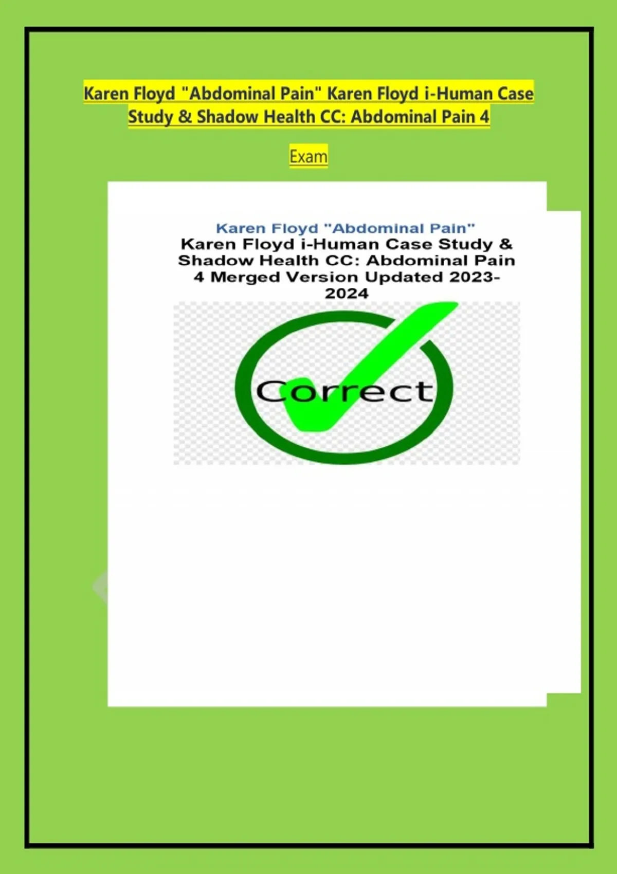 Karen Floyd "Abdominal Pain" Karen Floyd i-Human Case Study & Shadow ...