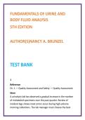 Fundamentals of Urine & Body Fluid Analysis Test Bank &vert; Brunzel 5th Edition &vert; Nursing & MLS Urinalysis MCQs 2026