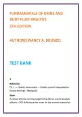 Fundamentals of Urine & Body Fluid Analysis Test Bank &vert; Brunzel 5th Edition &vert; Nursing Test Bank 2026 &vert; MLS MCQs
