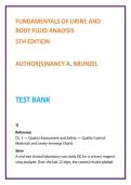 Fundamentals of Urine and Body Fluid Analysis Test Bank &vert; Brunzel 5th Edition &vert; Urinalysis MCQs &vert; MLS & Nursing 2026