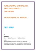 Fundamentals of Urine & Body Fluid Analysis Test Bank &vert; Brunzel 5th Edition &vert; Nursing Test Bank 2026 &vert; MLS Urinalysis MCQs
