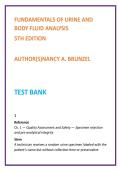 Fundamentals of Urine and Body Fluid Analysis Test Bank &vert; Brunzel 5th Edition &vert; Urinalysis MCQs &vert; MLS & Nursing Test Bank 2026