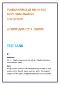 Fundamentals of Urine & Body Fluid Analysis Test Bank &vert; Brunzel 5th Edition &vert; Nursing & MLS Urinalysis MCQs 2026