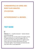 Fundamentals of Urine & Body Fluid Analysis Test Bank &vert; Brunzel 5th Edition &vert; Nursing & MLS Urinalysis MCQs 2026