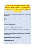 Residential HVAC Installation&period;pdf &mdash; EXAM STUDY GUIDE 2026&sol;2027 ACCURATE QUESTIONS AND CORRECT DETAILED ANSWERS WITH RATIONALES &vert;&vert; 100&percnt; GUARANTEED PASS <BRAND NEW VERSION>