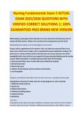 Nursing Fundamentals Exam 2 ACTUAL EXAM 2025&period;pdf &mdash; EXAM STUDY GUIDE 2026&sol;2027 ACCURATE QUESTIONS AND CORRECT DETAILED ANSWERS WITH RATIONALES &vert;&vert; 100&percnt; GUARANTEED PASS <BRAND NEW VERSION>