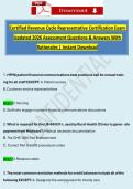 Certified Revenue Cycle Representative Certification Exam Updated 2026 Assessment Questions & Answers With Rationales &vert; Instant Download