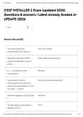 OSSF INSTALLER 2 Exam &lpar;updated 2026&rpar; Questions & Answers &vert; Latest Already Graded A&plus; UPDATE &vert;2026