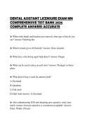 DENTAL ASSISTANT LICENSURE EXAM MN COMPREHENSIVE TEST BANK 2026 COMPLETE ANSWERS ACCURATE