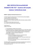 NERC CERTIFICATION Actual BASELINE DIAGNOSTIC PRE-TEST &ndash; Questions with Complete Solutions &vert; Verified Review Guide