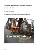 Test Bank for Anthropology &colon;What Does It Mean To Be Human&quest; Second Canadian Edition  By Robert H&period; Lavenda &vert;All Chapters &lpar;1-16&rpar; &vert; Expert Verified Answers &vert; Graded A&plus;