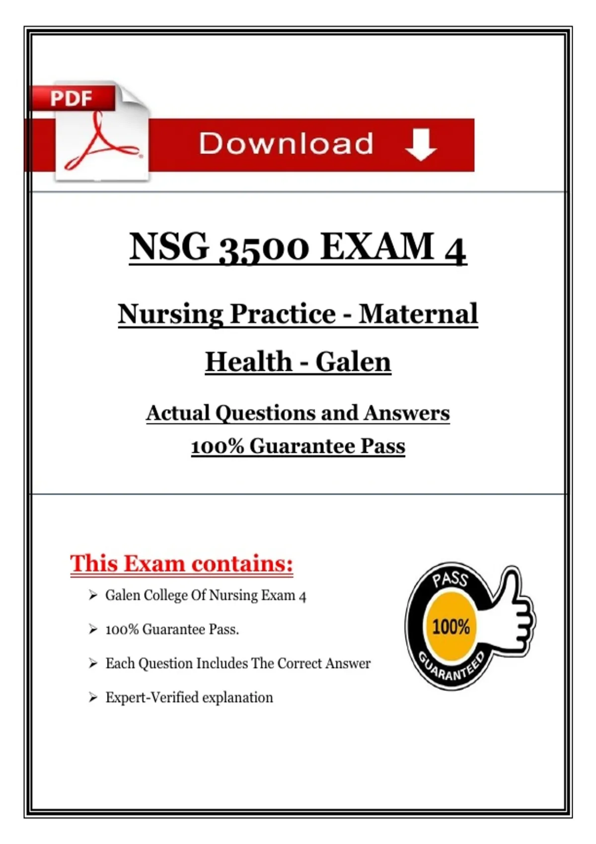 NSG 3500 Exam 4 | Maternal Health | (2026) Study Guide PDF | Galen ...