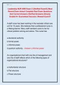 Leadership NUR 4590 Exam 2 &vert;&vert;Verified Exam&excl;&excl;&vert;&vert; Most  Recent Exam Actual Complete Real Exam Questions  And Correct Answers &lpar;Verified Answers&rpar; Already  Graded A&plus; Guaranteed Success &vert; Newest Exam&excl;&excl;&excl;