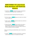 NUR170&sol;NUR 170 Latest Exam  Study Questions with Elaborate  Answers