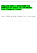 WGU D253 - TASK 2 - STRATEGIES FOR EFFECTIVE VALUES-BASED LEADERSHIP&vert; WITH VERIFIED SOLUTIONS