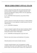 HESI GERIATRICS FINAL EXAM QUESTIONS AND ANSWERS 2026