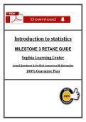 STAT1001 Milestone 3 Retake 2026&sol;27 &lpar;PDF&rpar; &vert; Introduction to Statistics &vert; Sophia