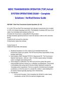 NERC TRANSMISSION OPERATOR &lpar;TOP&rpar; Actual SYSTEM OPERATIONS EXAM &ndash; Complete Solutions &vert; Verified Review Guide