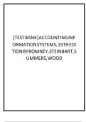 Accounting Information Systems 15th Edition Test Bank &lpar;Romney&comma; Steinbart&comma; Summers&comma; Wood&rpar; &ndash; Complete Practice Questions & Answers