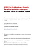 CHSOS &lpar;Certified Healthcare Simulation Operations Specialist&rpar; practice exam questions and Correct Answers&vert; Updated