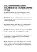 DOD CYBER AWARENESS TRAINING KNOWLEDGE CHECK SOLUTIONS AUTHENTIC V18 2026