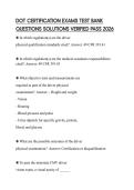 DOT CERTIFICATION EXAMS TEST BANK QUESTIONS SOLUTIONS VERIFIED PASS 2026