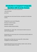 Introduction to Computed Tomography Questions with Accurate Answers