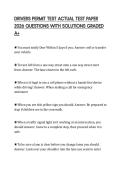 DRIVERS PERMIT TEST ACTUAL TEST PAPER 2026 QUESTIONS WITH SOLUTIONS GRADED A&plus;