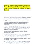 Certified Professional Food Safety &lpar;CP-FS&rpar; Exam Questions with Complete Solutions &vert; Latest Update 2026&sol;2027 &vert; Graded A&plus; &vert; 100&percnt; Correct&period;